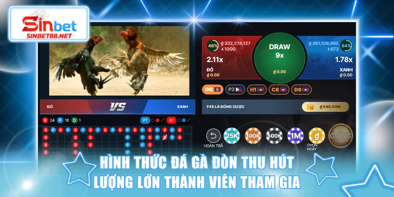 Hình thức đá gà đòn thu hút lượng lớn thành viên tham gia