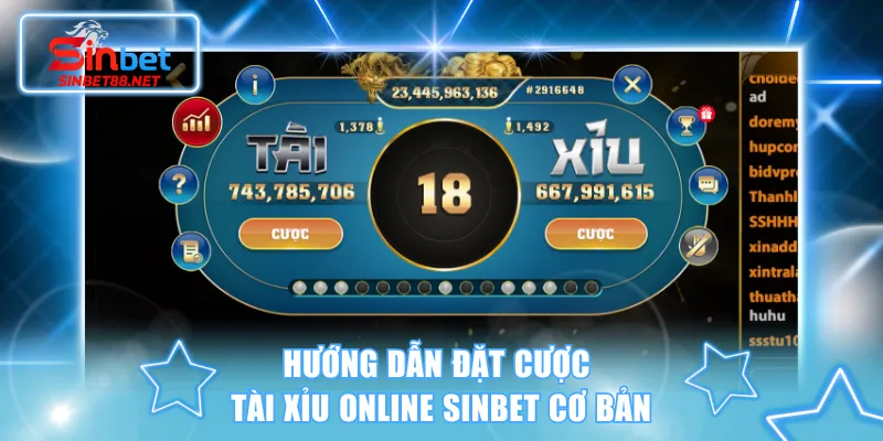 Hướng dẫn đặt cược tài xỉu online SINBET cơ bản